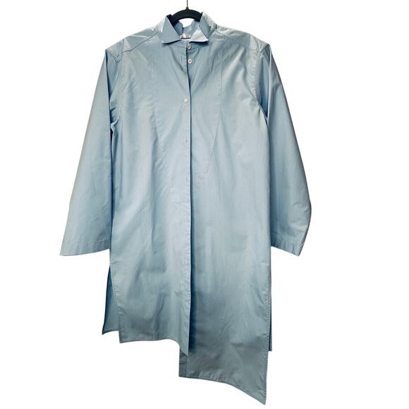 Loewe Light Blue Front Button Split Side Asymmetrical Hem Shirt Dress S - Picture 3 of 16